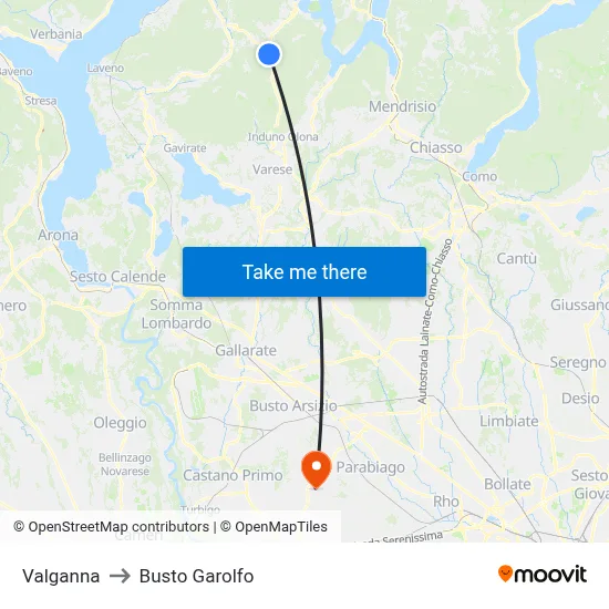 Valganna to Busto Garolfo map