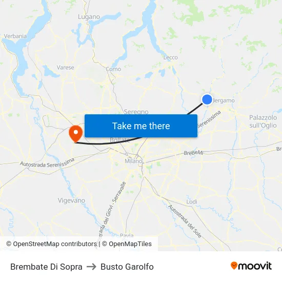 Brembate Di Sopra to Busto Garolfo map