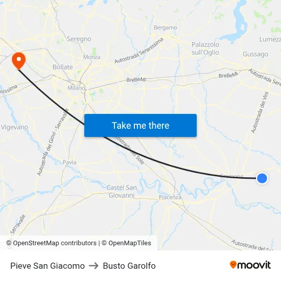 Pieve San Giacomo to Busto Garolfo map