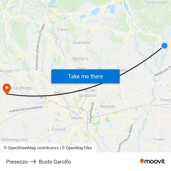 Presezzo to Busto Garolfo map