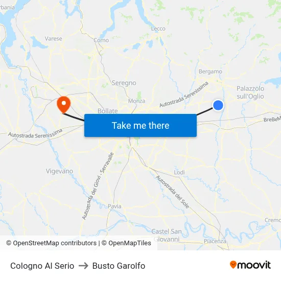Cologno Al Serio to Busto Garolfo map