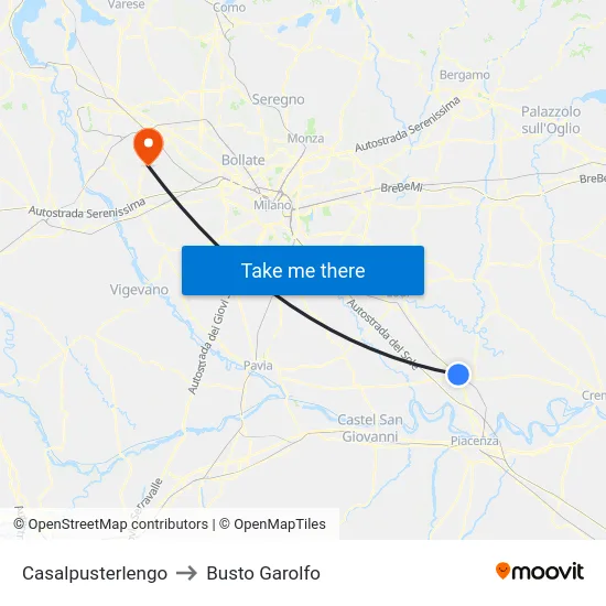 Casalpusterlengo to Busto Garolfo map