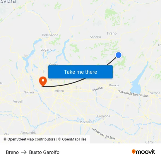 Breno to Busto Garolfo map