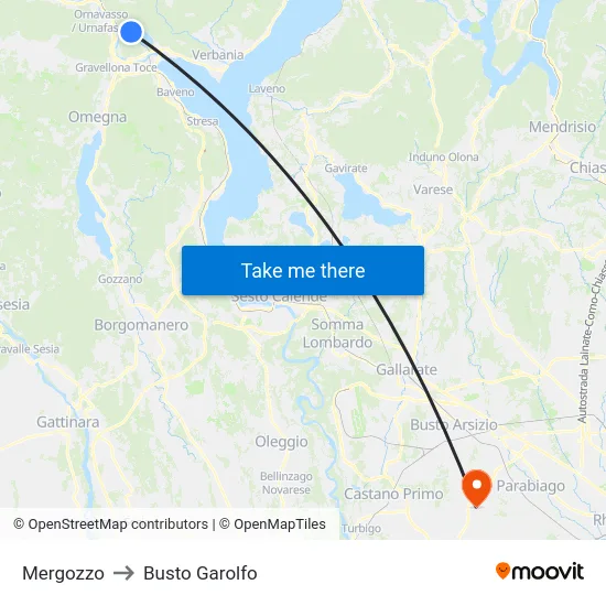 Mergozzo to Busto Garolfo map