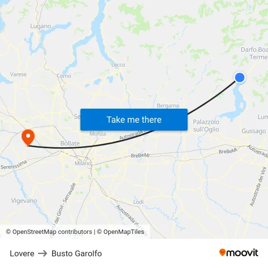 Lovere to Busto Garolfo map