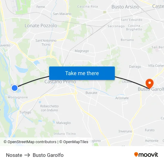 Nosate to Busto Garolfo map