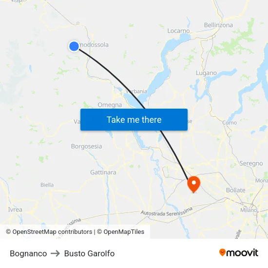Bognanco to Busto Garolfo map