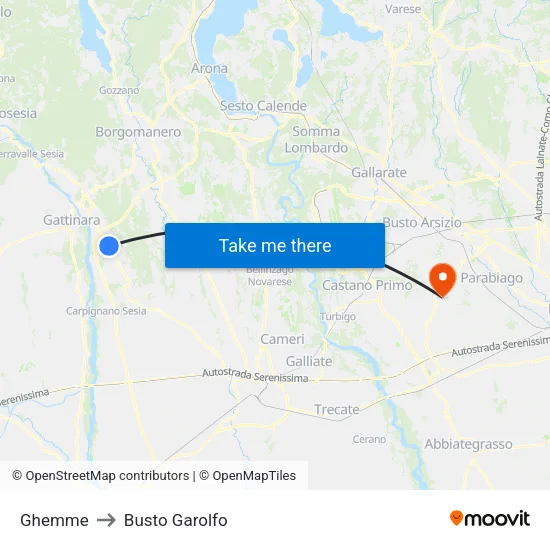 Ghemme to Busto Garolfo map