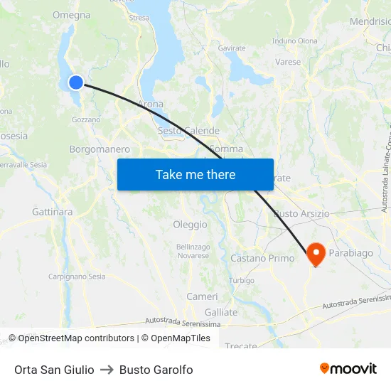 Orta San Giulio to Busto Garolfo map