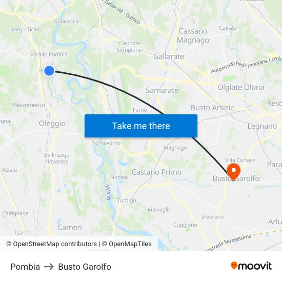 Pombia to Busto Garolfo map