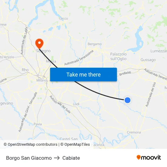 San Giacomo Village to Cabiate map