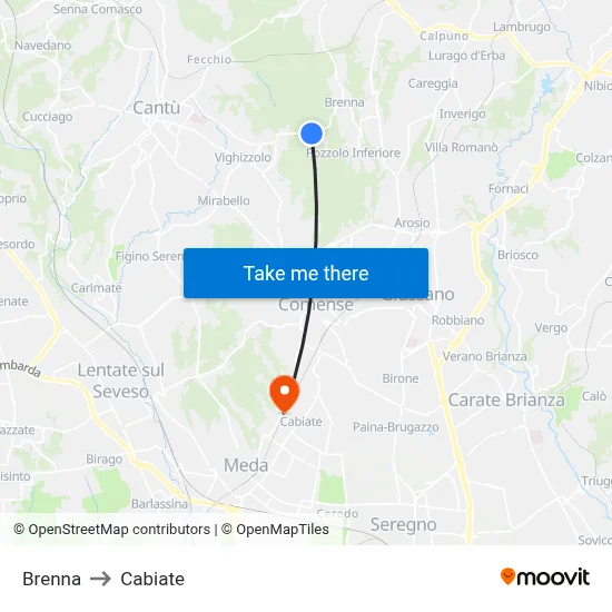 Brenna to Cabiate map
