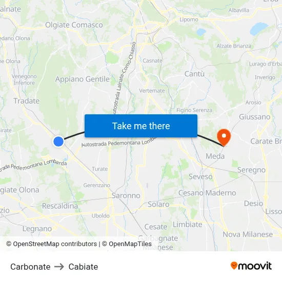 Carbonate to Cabiate map