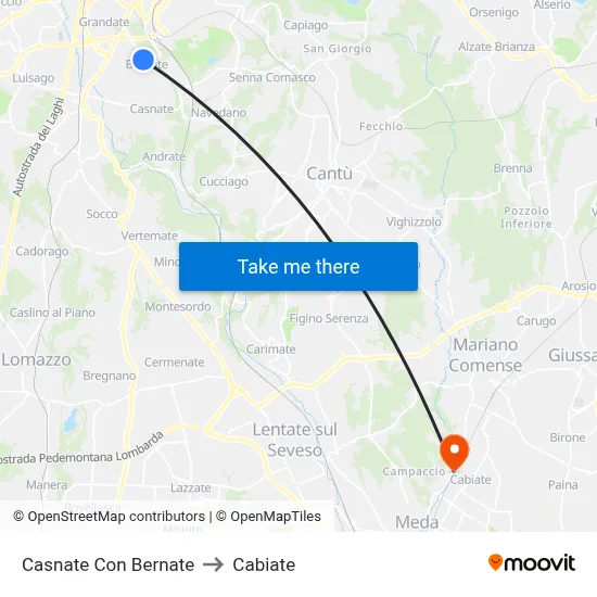 Casnate Con Bernate to Cabiate map