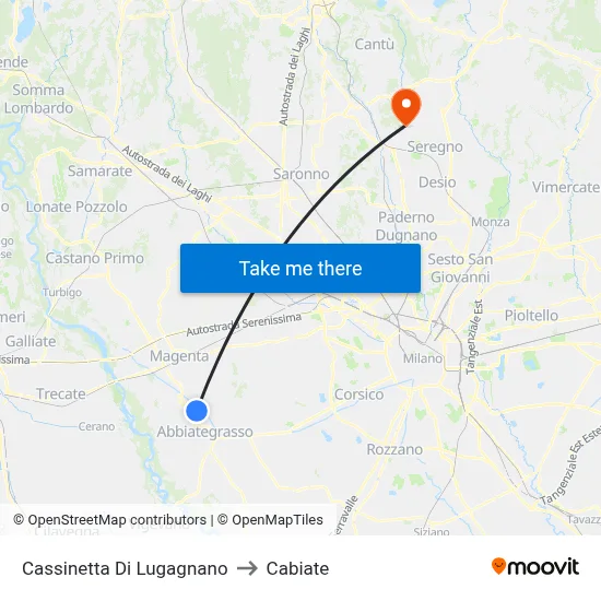 Cassinetta Di Lugagnano to Cabiate map