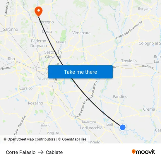 Corte Palasio to Cabiate map