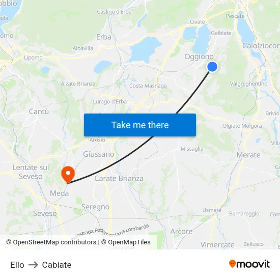 Ello to Cabiate map