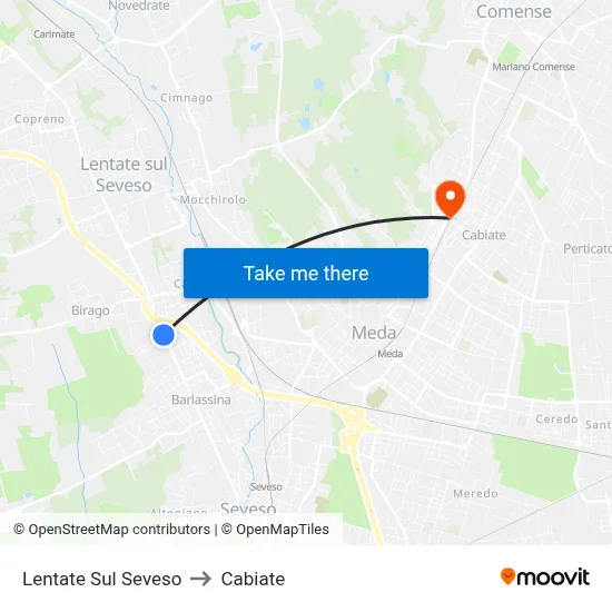 Lentate Sul Seveso to Cabiate map