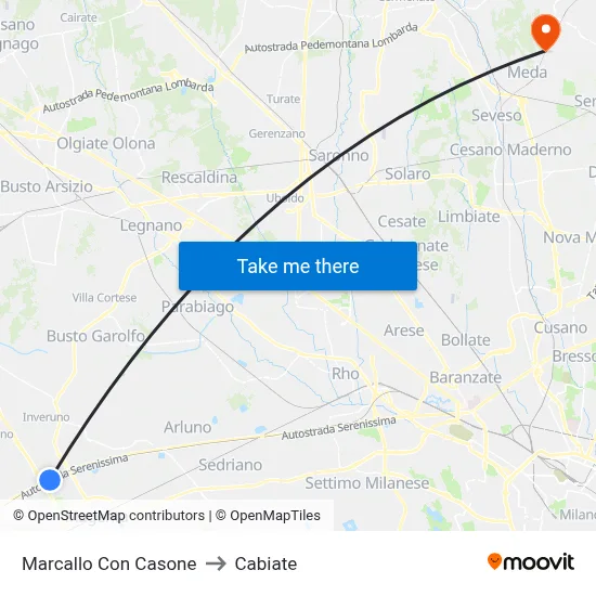 Marcallo con Casone to Cabiate map