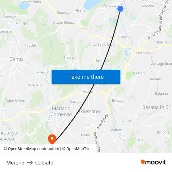 Merone to Cabiate map