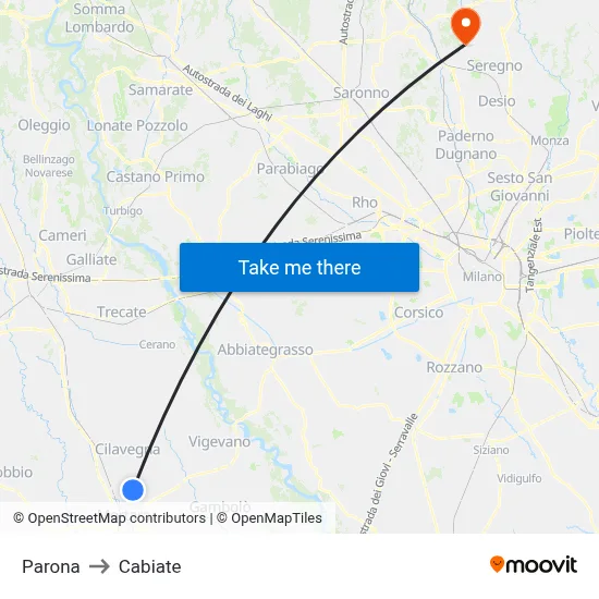 Parona to Cabiate map