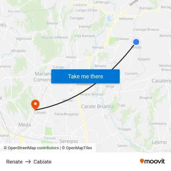 Renate to Cabiate map