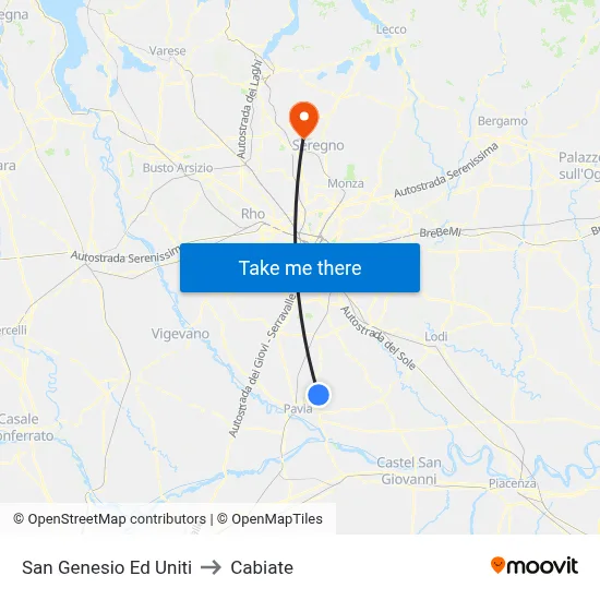 San Genesio Ed Uniti to Cabiate map