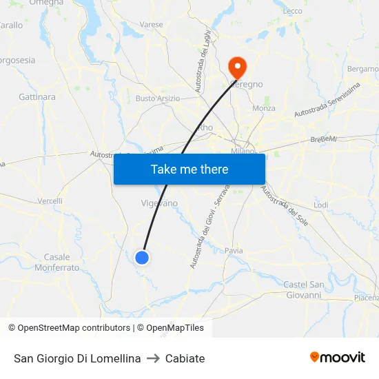 San Giorgio Di Lomellina to Cabiate map