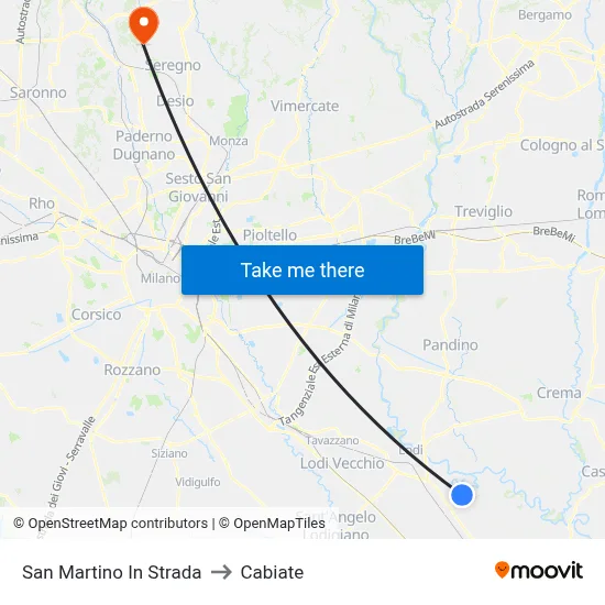 San Martino In Strada to Cabiate map