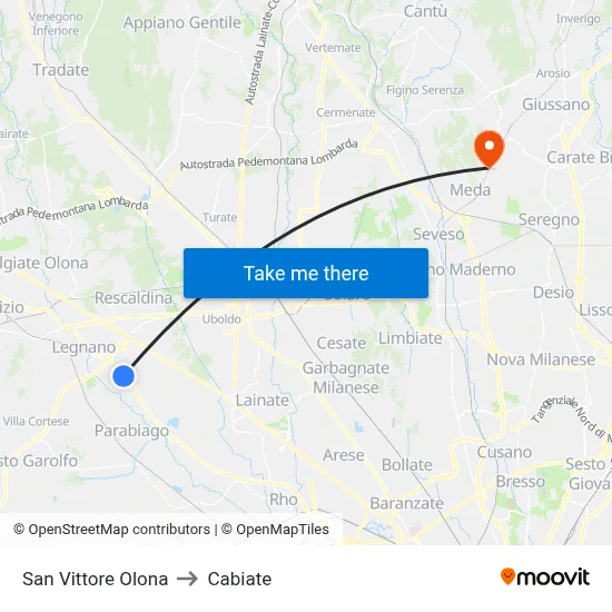 San Vittore Olona to Cabiate map