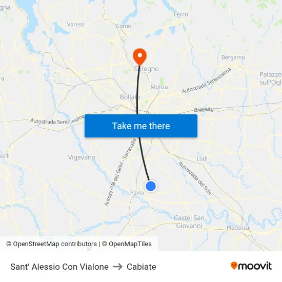 Sant'Alessio con Vialone to Cabiate map