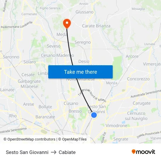 Sesto San Giovanni to Cabiate map