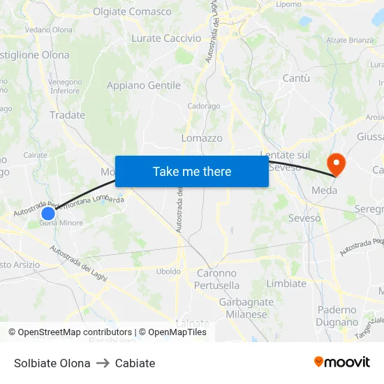 Solbiate Olona to Cabiate map