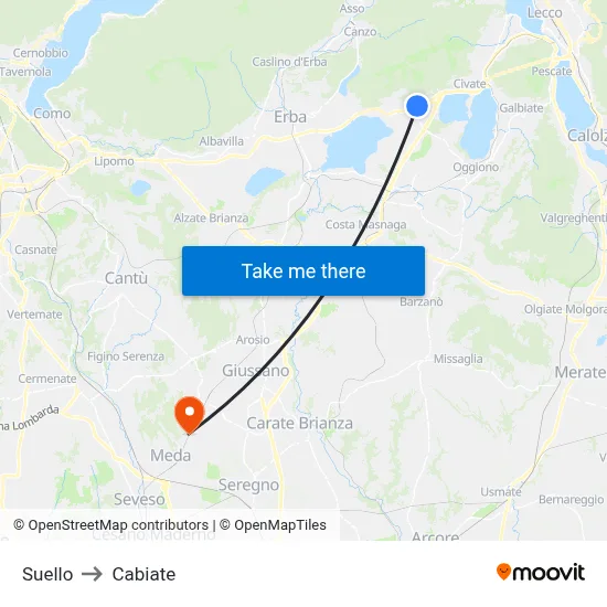 Suello to Cabiate map
