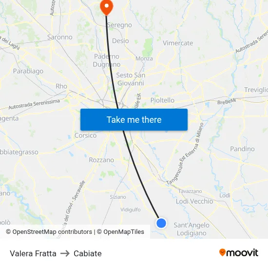 Valera Fratta to Cabiate map