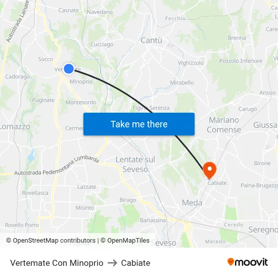 Vertemate Con Minoprio to Cabiate map