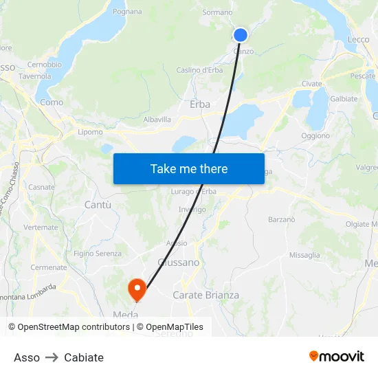 Asso to Cabiate map