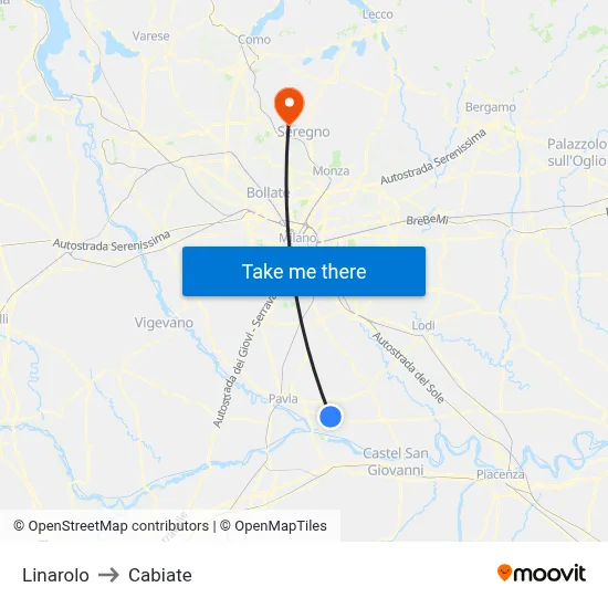 Linarolo to Cabiate map