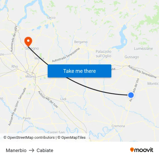 Manerbio to Cabiate map