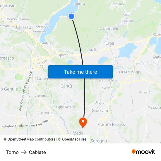 Torno to Cabiate map