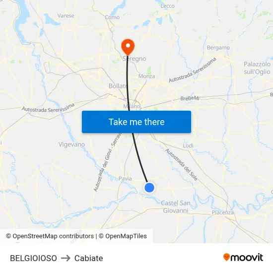 Belgioioso to Cabiate map