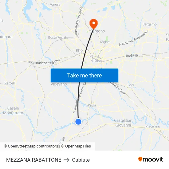 Mezzana Rabattone to Cabiate map
