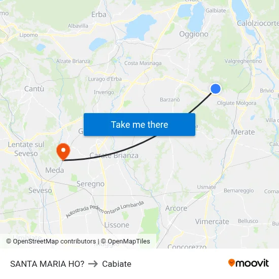 Santa Maria Ho? to Cabiate map