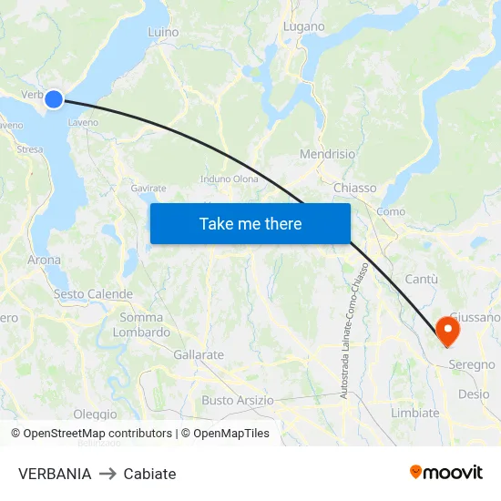 Verbania to Cabiate map