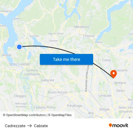 Cadrezzate to Cabiate map
