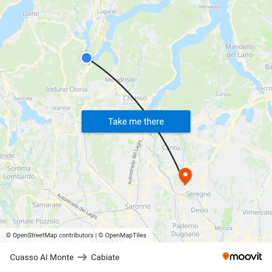 Cuasso Al Monte to Cabiate map
