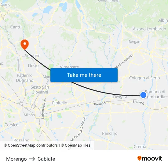 Morengo to Cabiate map