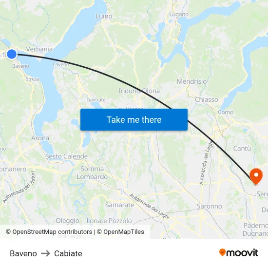 Baveno to Cabiate map
