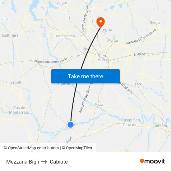 Mezzana Bigli to Cabiate map