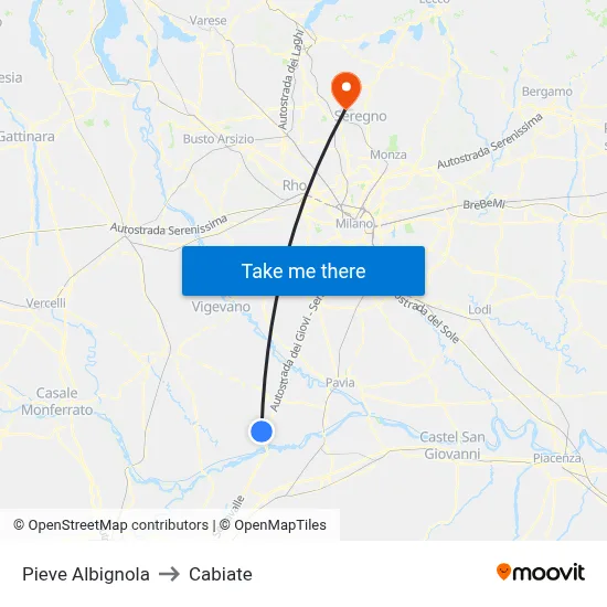 Pieve Albignola to Cabiate map